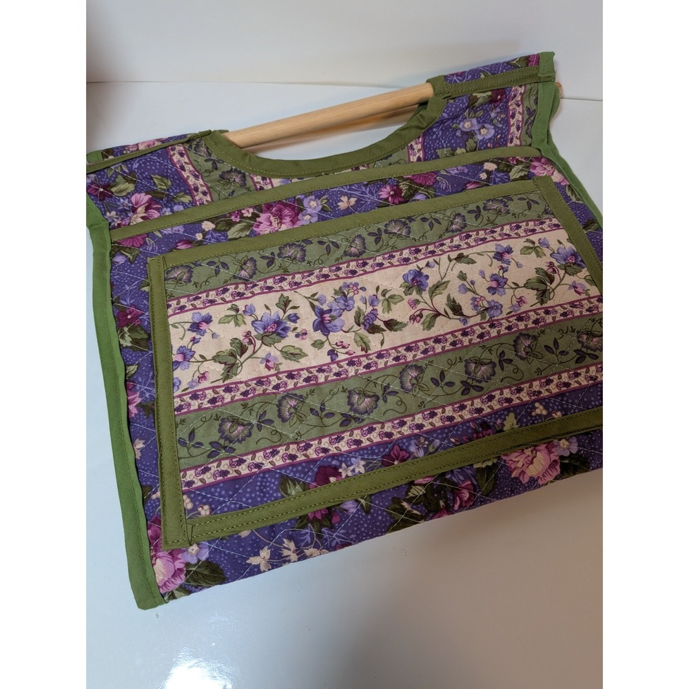 Handmade Faerisles Quilted Floral casserole carrier Purple Green Cottagecore